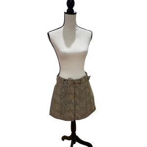 Belted Shiny Snakeskin Mini Skirt